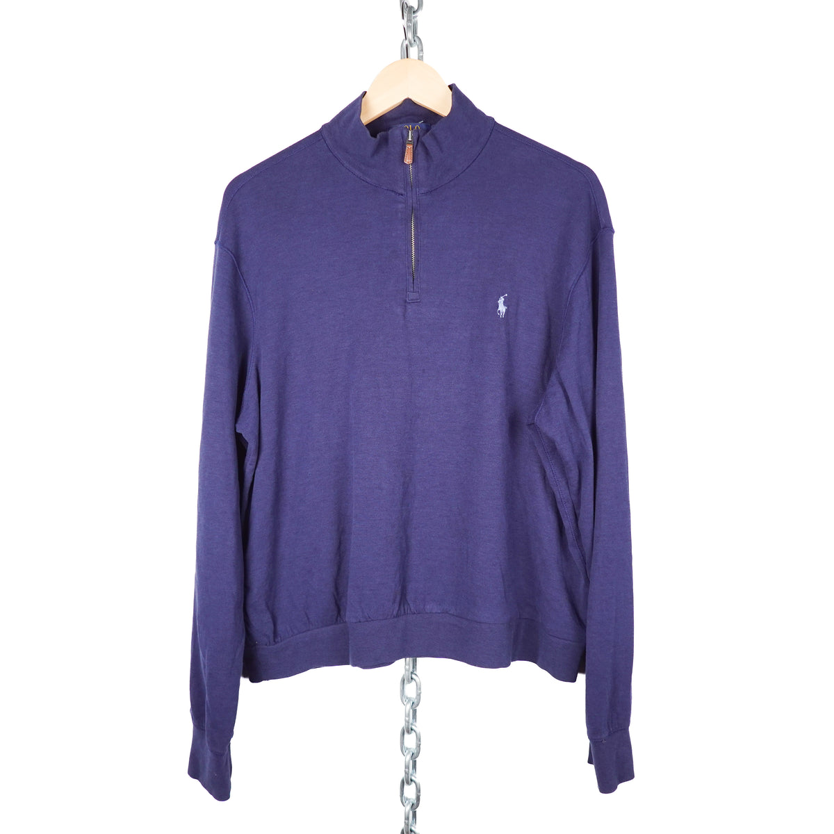 Polo RL Navy 1/4 Zip Sweater - Size L