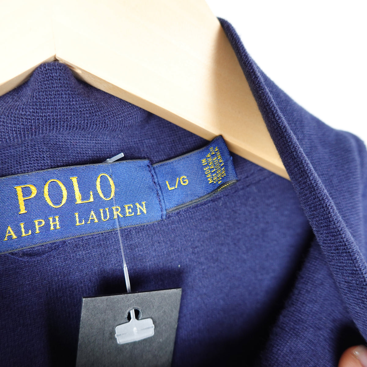 Polo RL Navy 1/4 Zip Sweater - Size L
