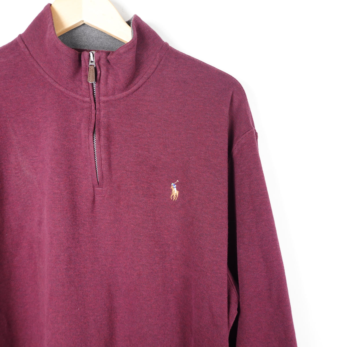 Polo RL Dark Red 1/4 Zip Sweater - Size XL