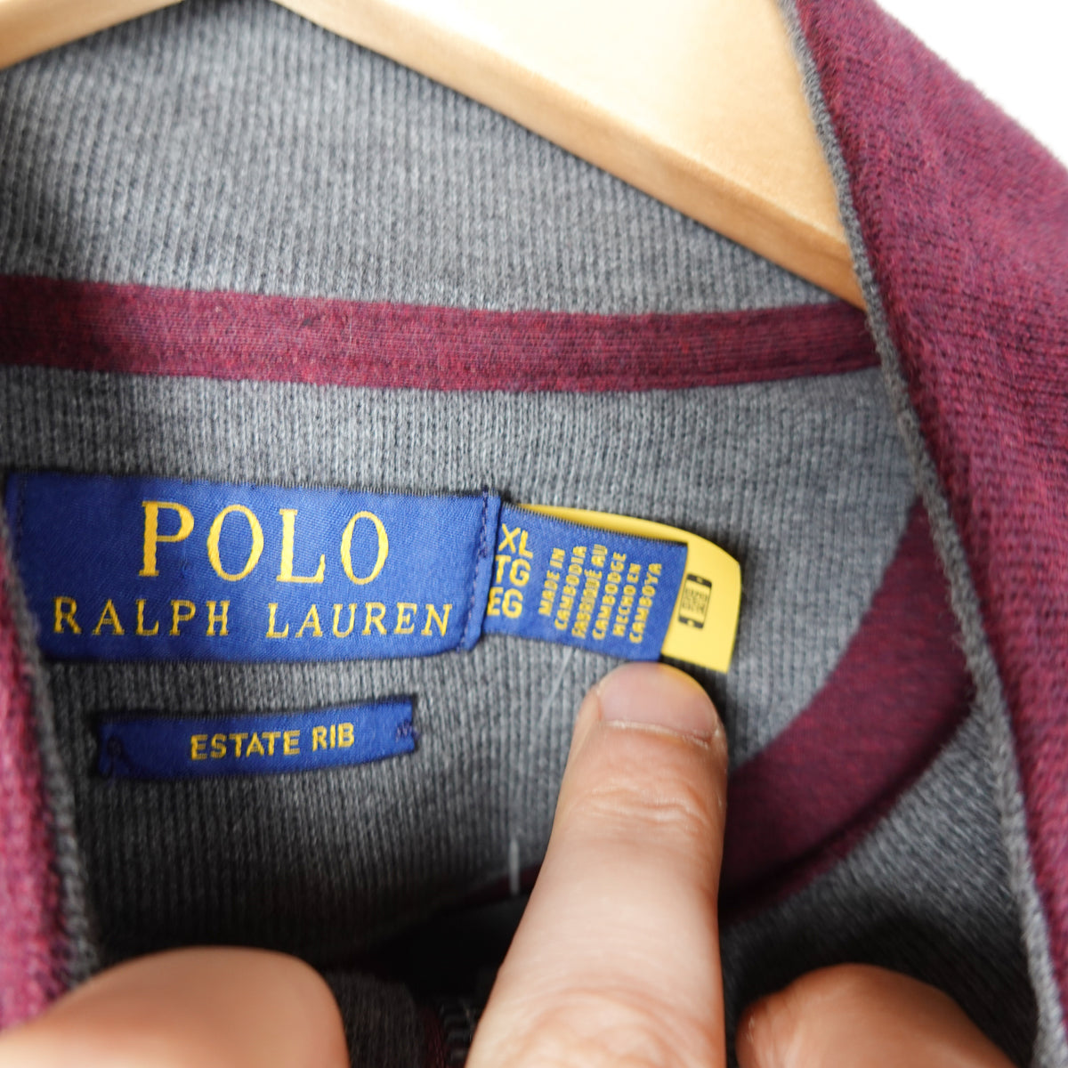 Polo RL Dark Red 1/4 Zip Sweater - Size XL
