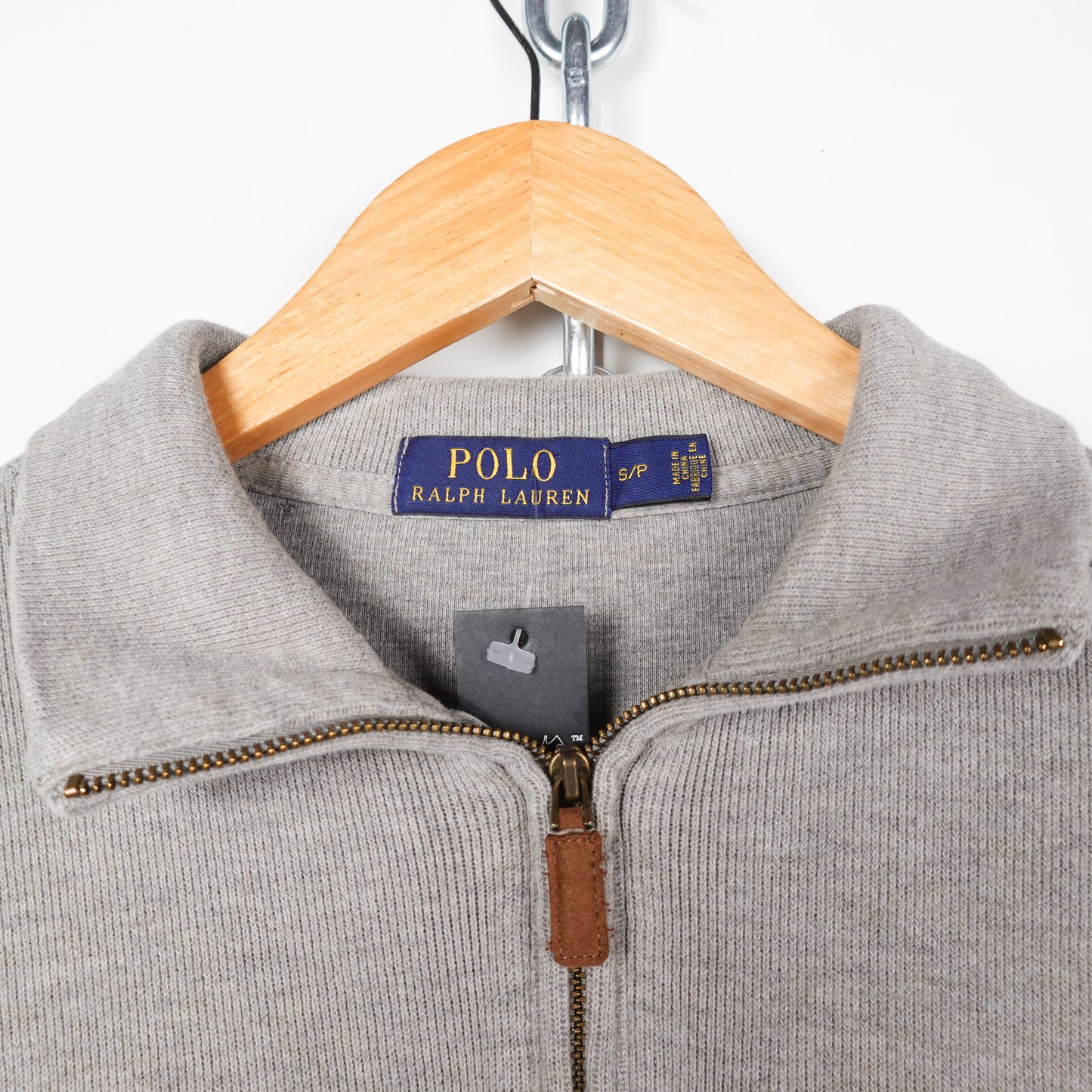 Polo RL Grey 1/4 Zip Sweater - Size S