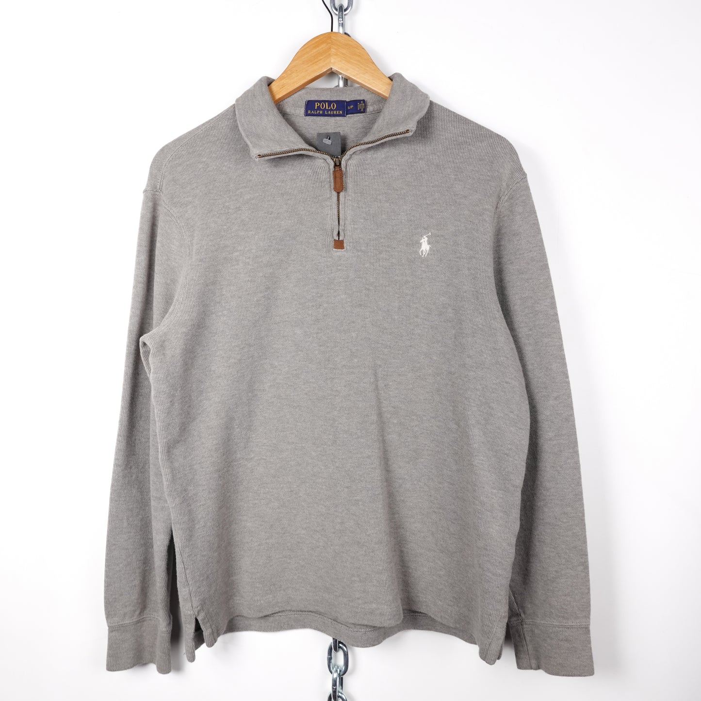 Polo RL Grey 1/4 Zip Sweater - Size S