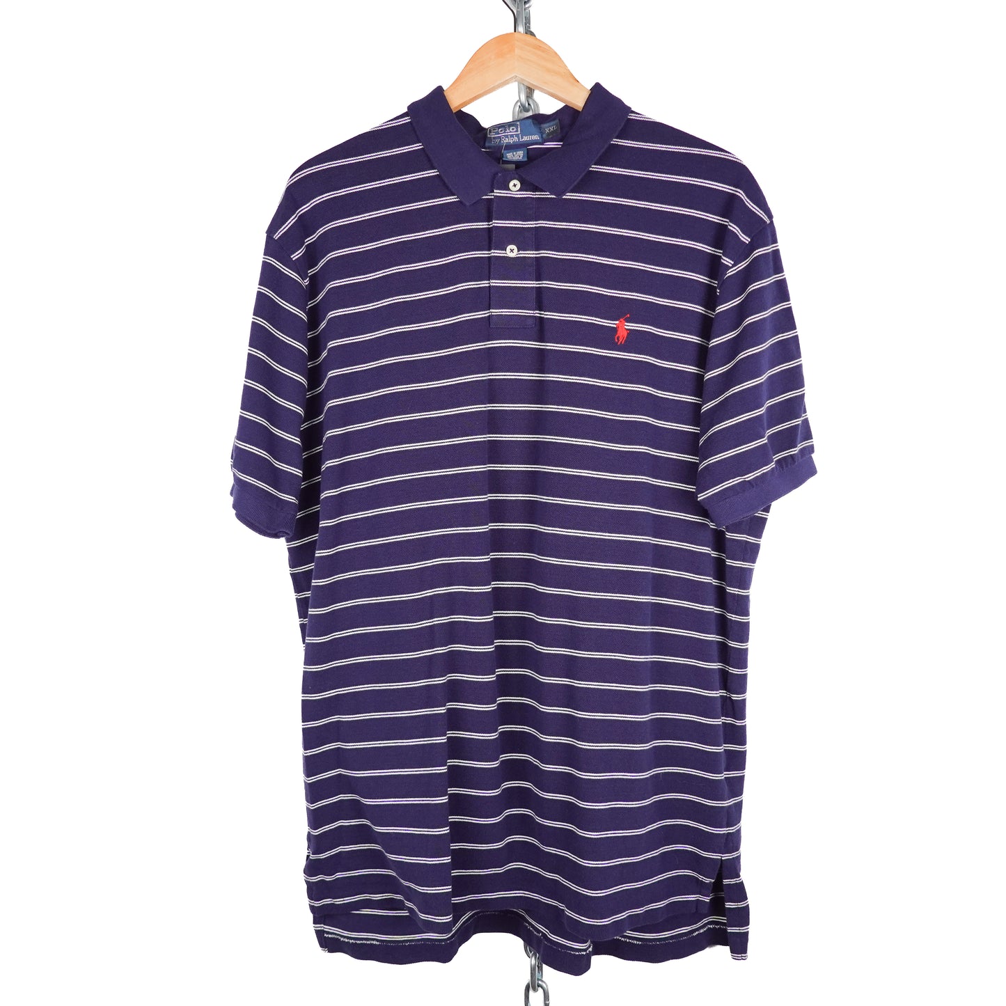 Polo RL Navy/White Striped Shirt - Size XXL