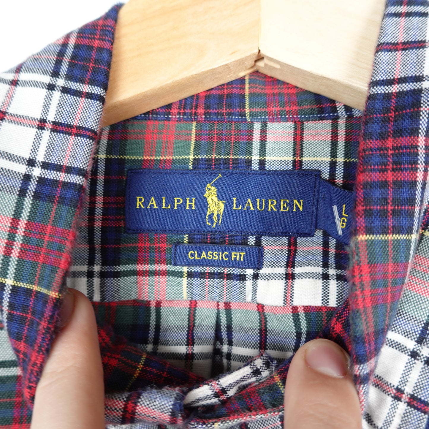 Polo RL Red/Navy Button Up Shirt - Size L