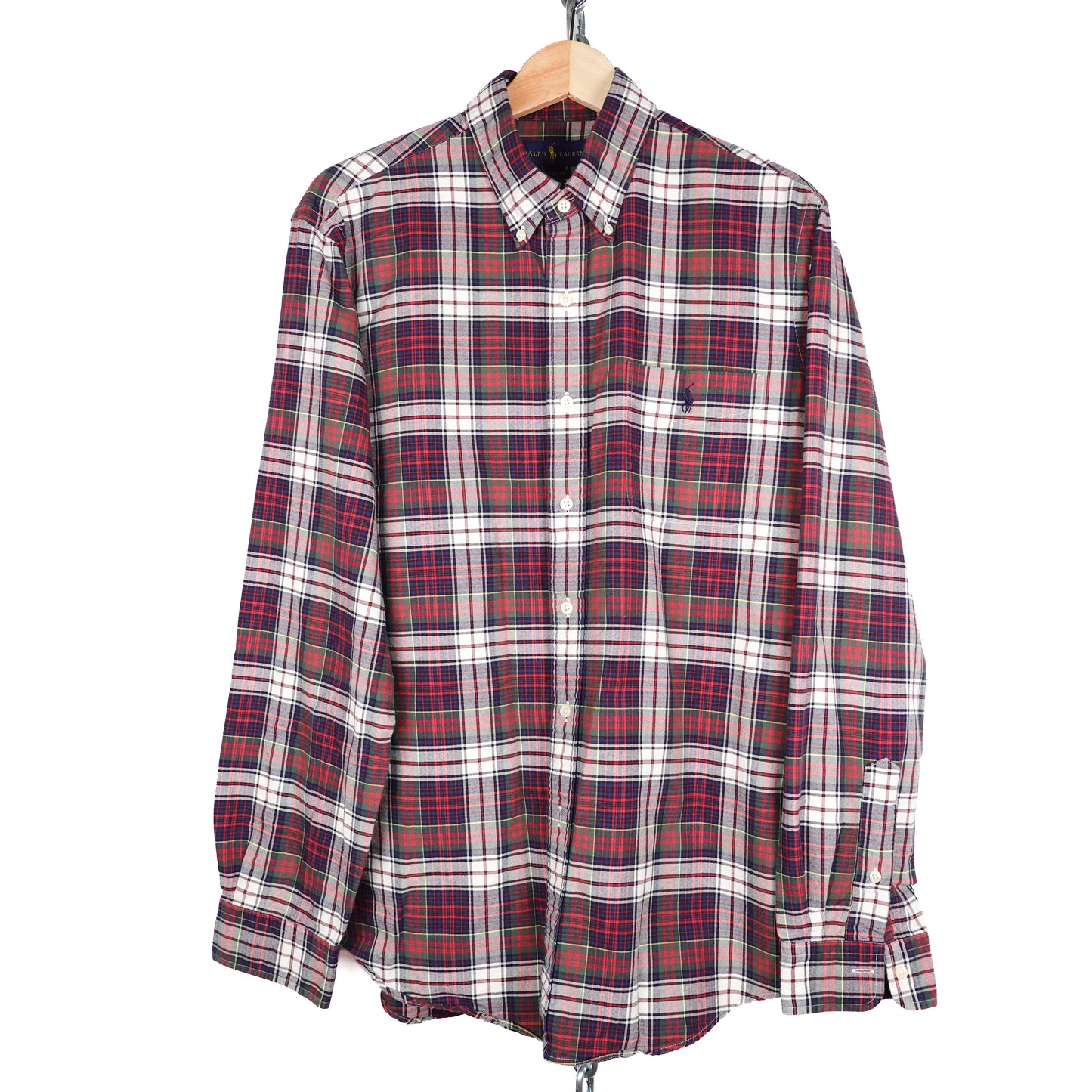 Polo RL Red/Navy Button Up Shirt - Size L