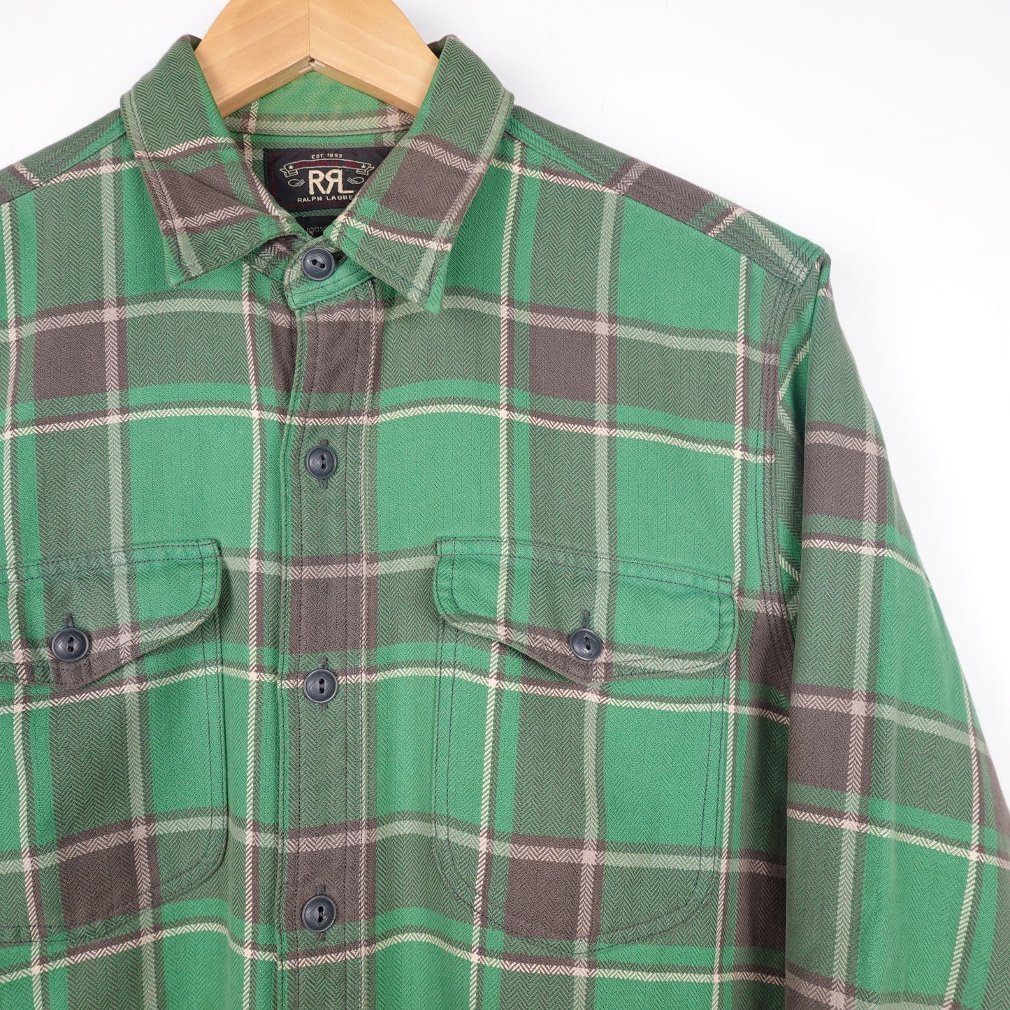 Polo RRL Green Flannel Shirt - Size M