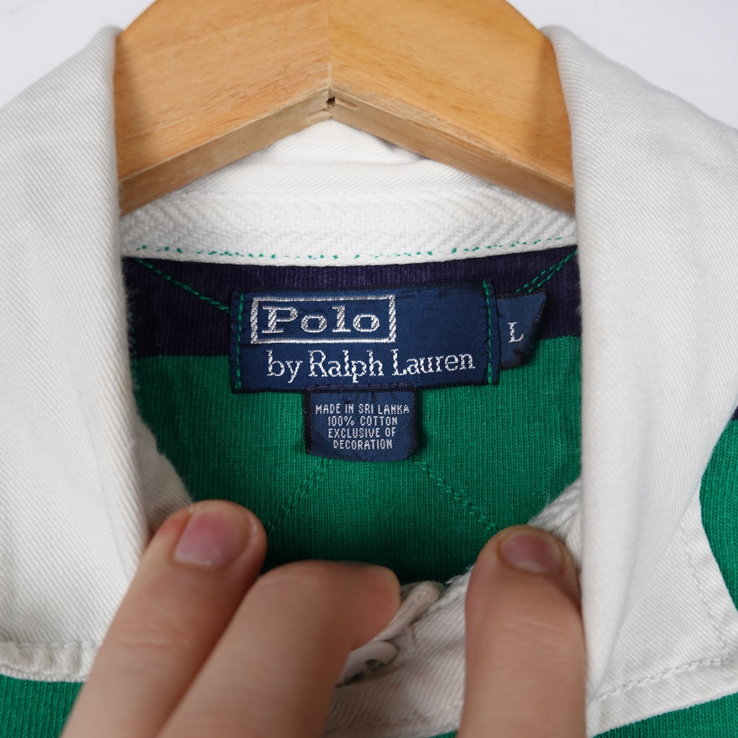 Polo RL Green Navy LS Rugby - Size L
