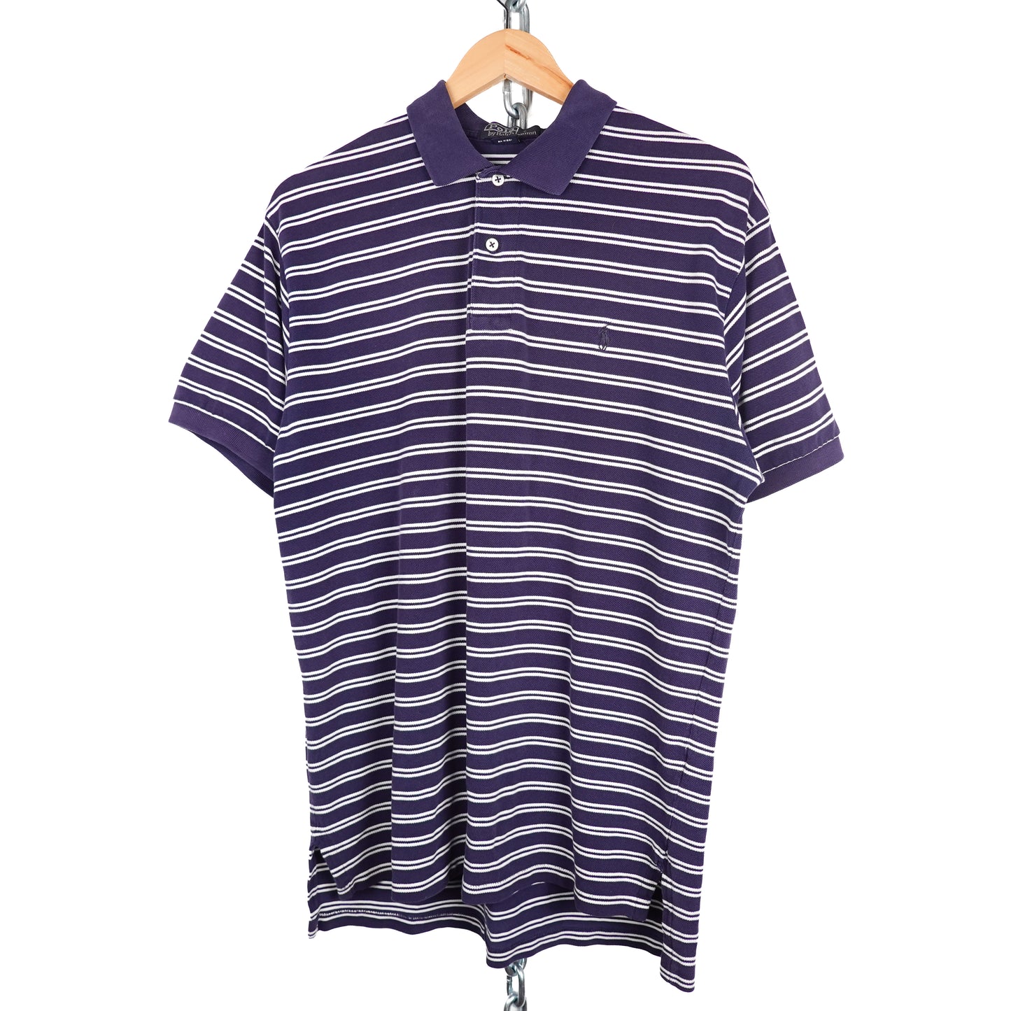 Polo RL Navy/White Striped Shirt - Size L