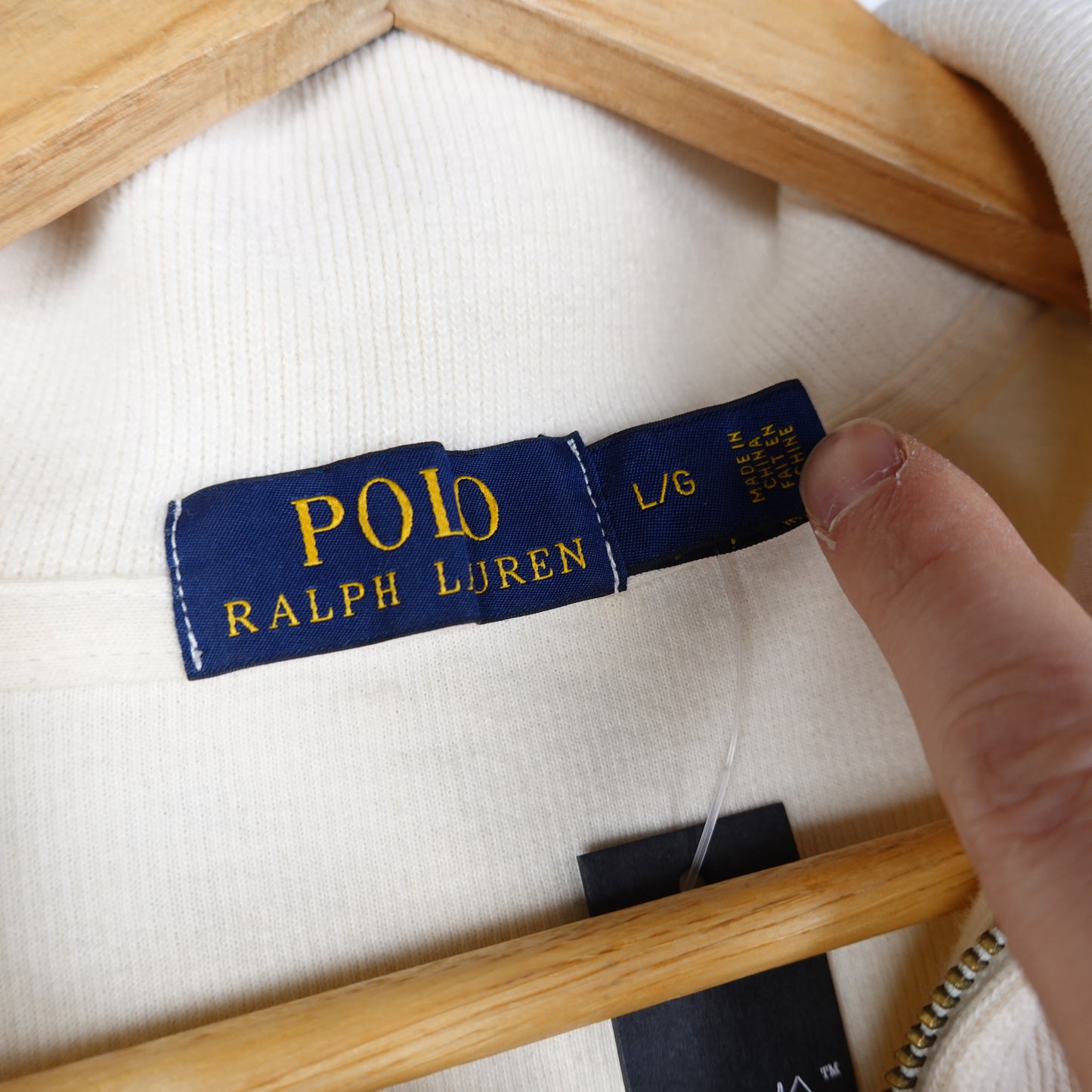 Polo RL Cream 1/4 Zip Sweater - Size L