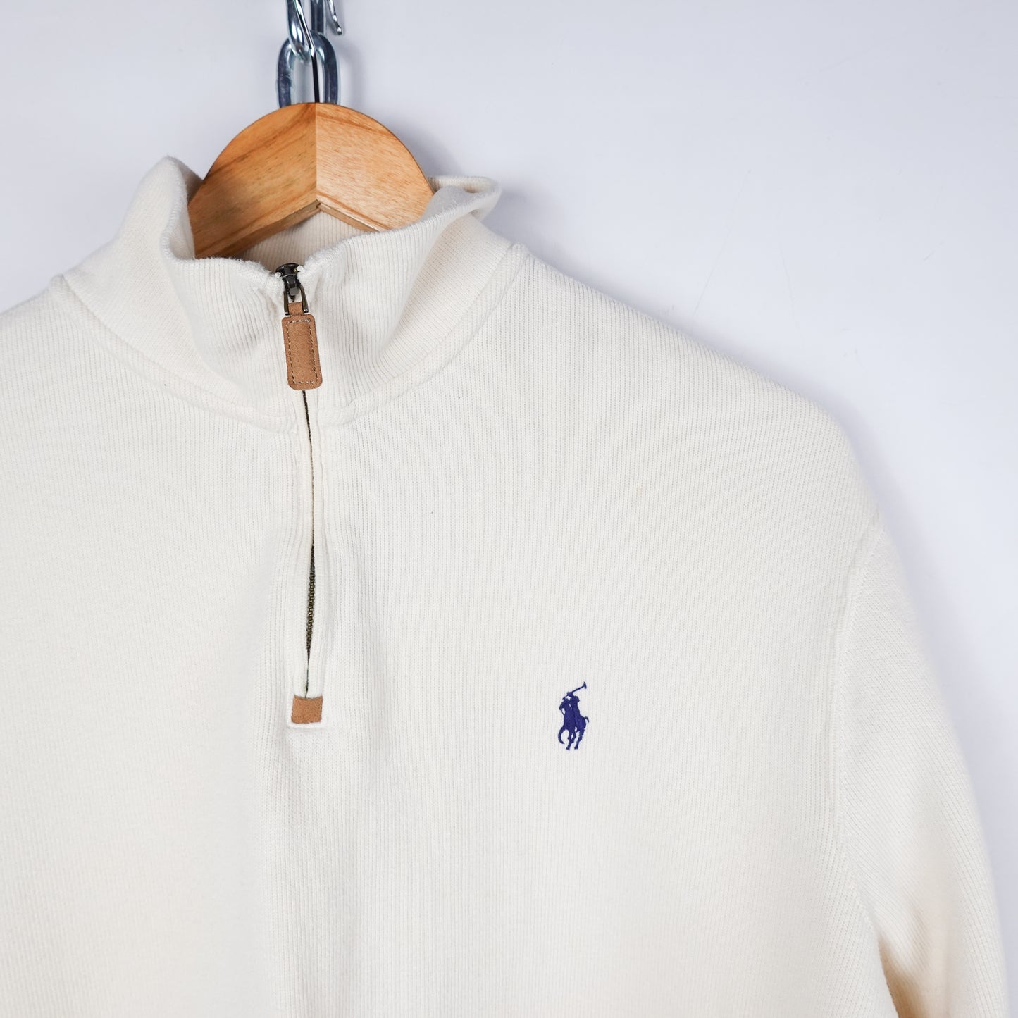 Polo RL Cream 1/4 Zip Sweater - Size L