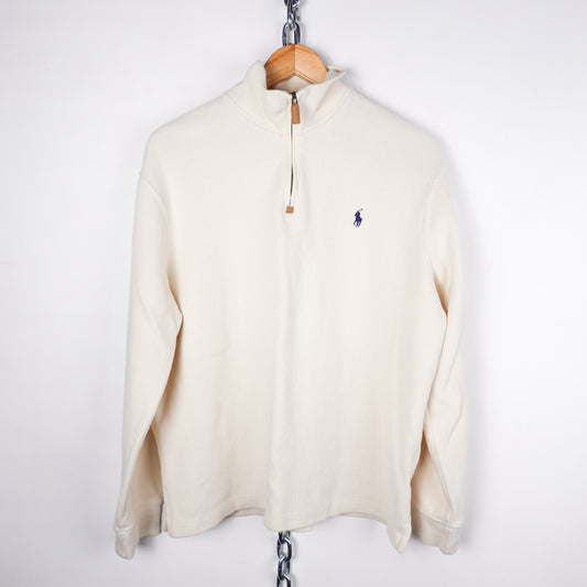 Polo RL Cream 1/4 Zip Sweater - Size L