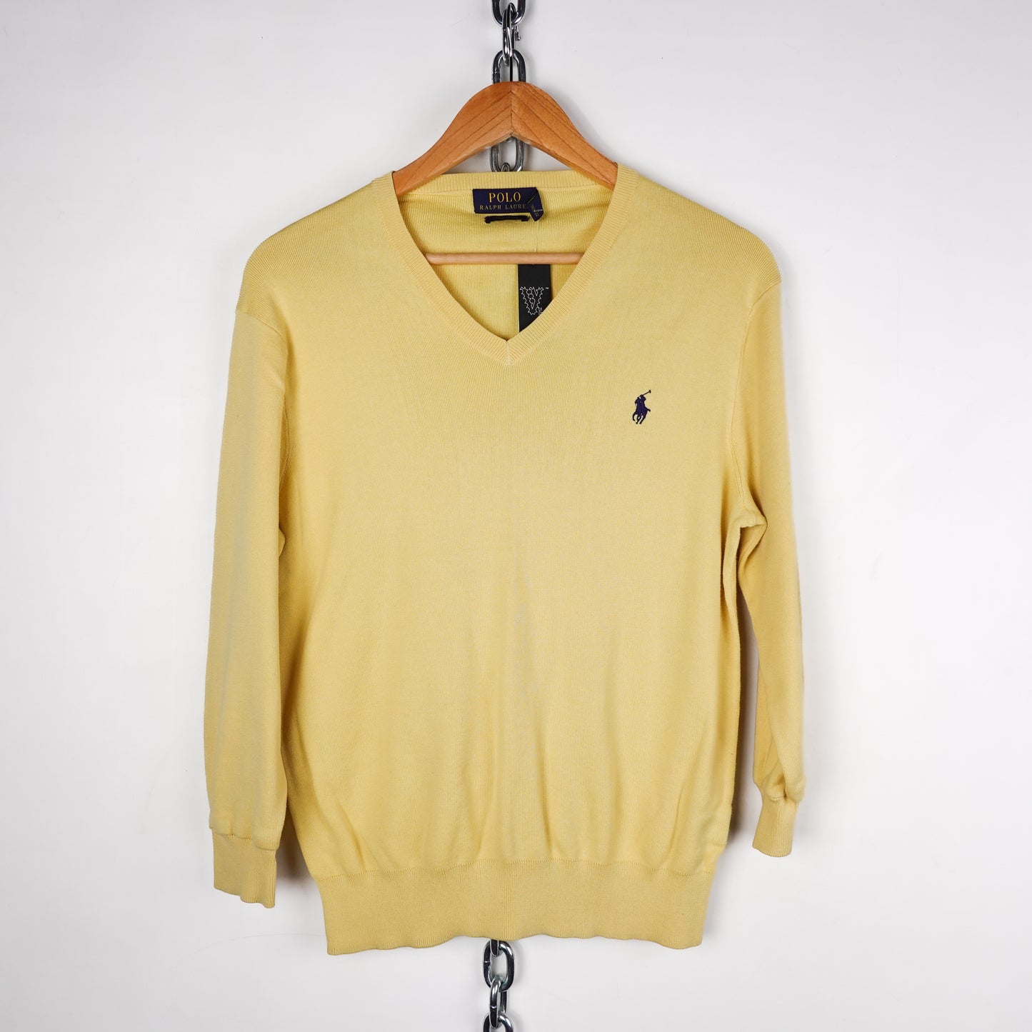 Polo RL Yellow V-Neck Sweater - Size M