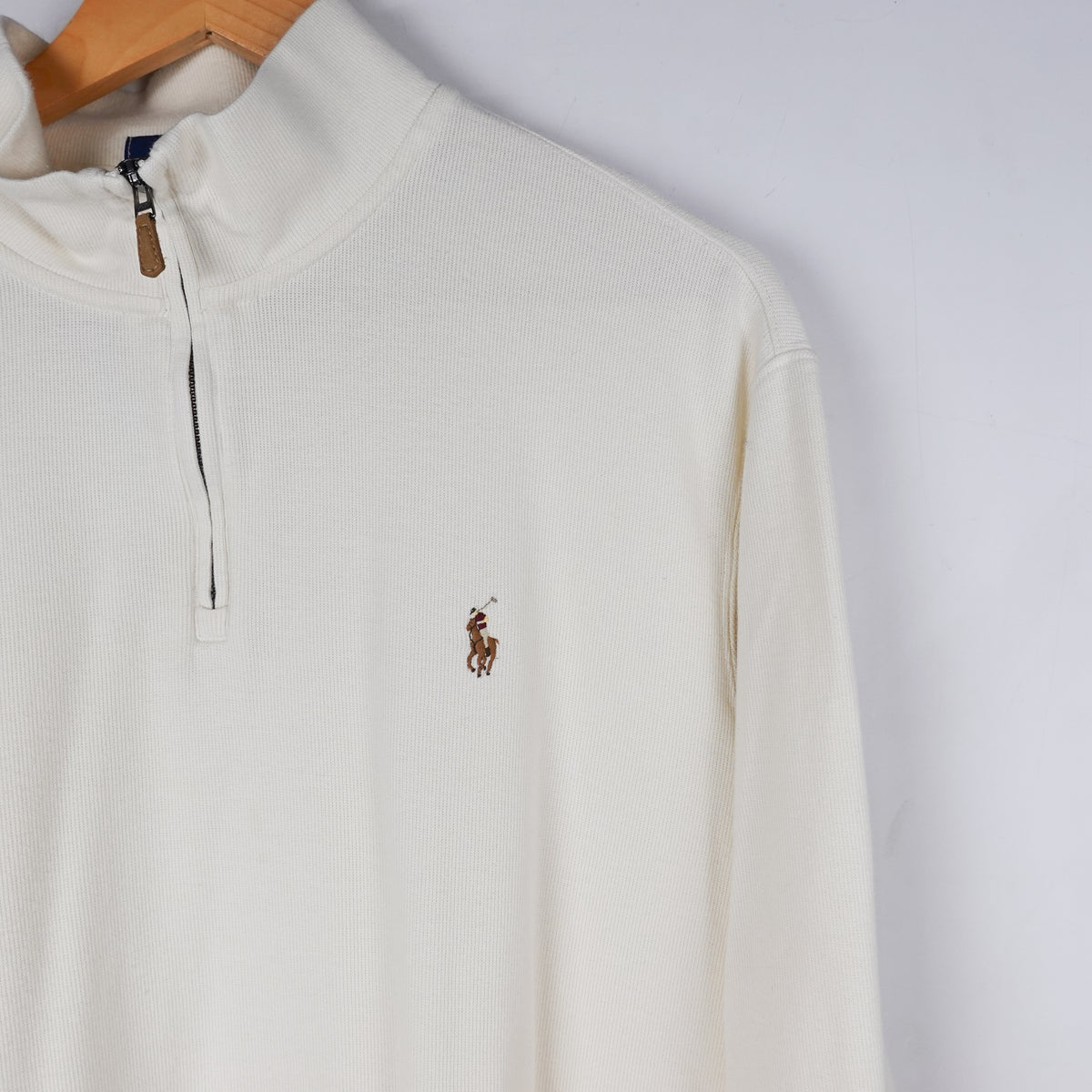 Polo RL 1/4 Zip Cream Sweater - Size L