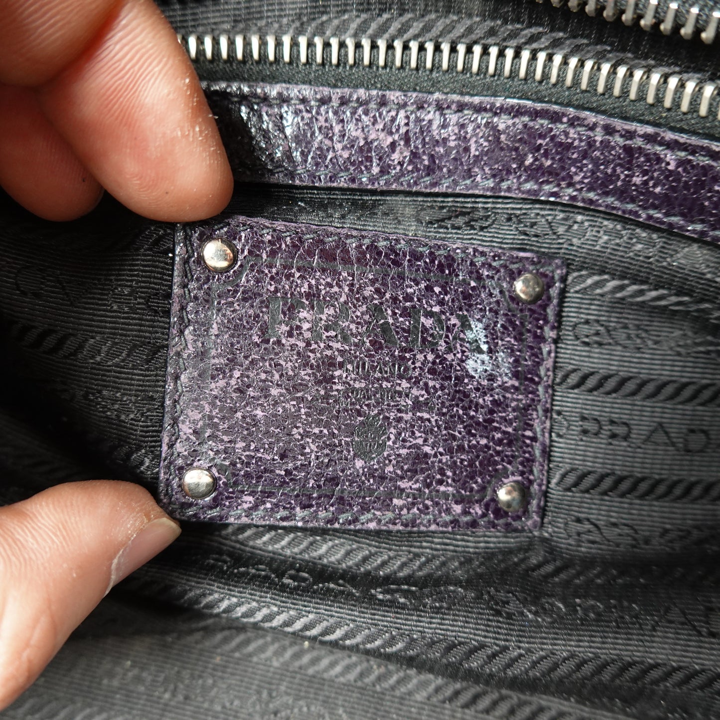 Prada Black Cervo Lux Leather Chain Shoulder Bag