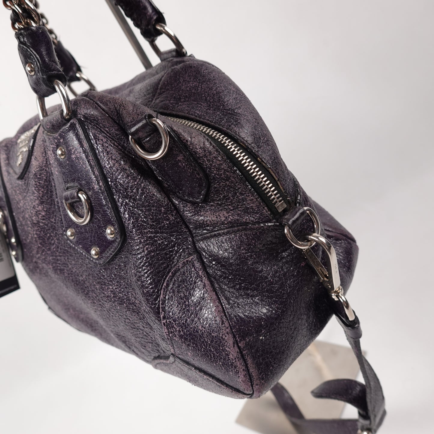 Prada Black Cervo Lux Leather Chain Shoulder Bag