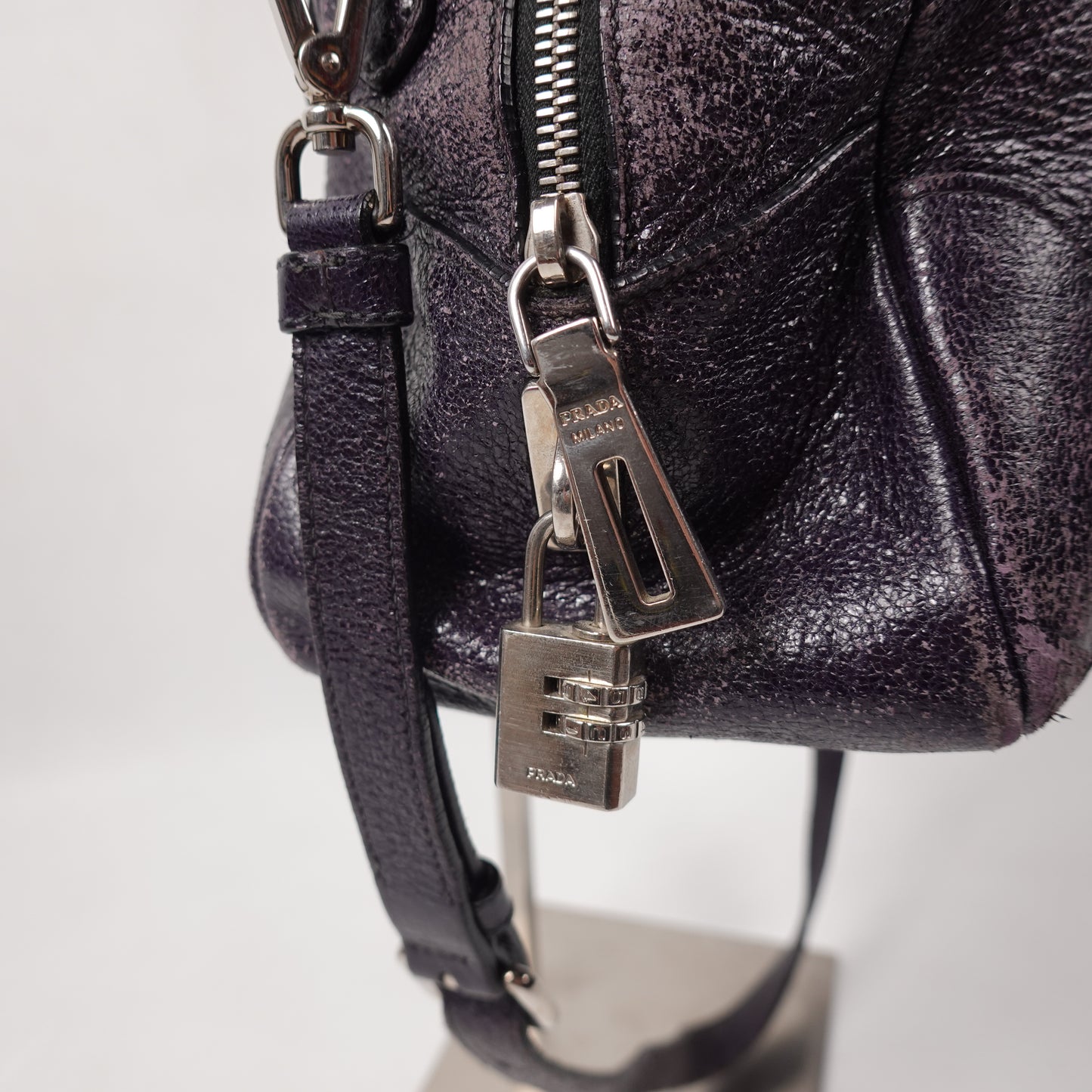 Prada Black Cervo Lux Leather Chain Shoulder Bag