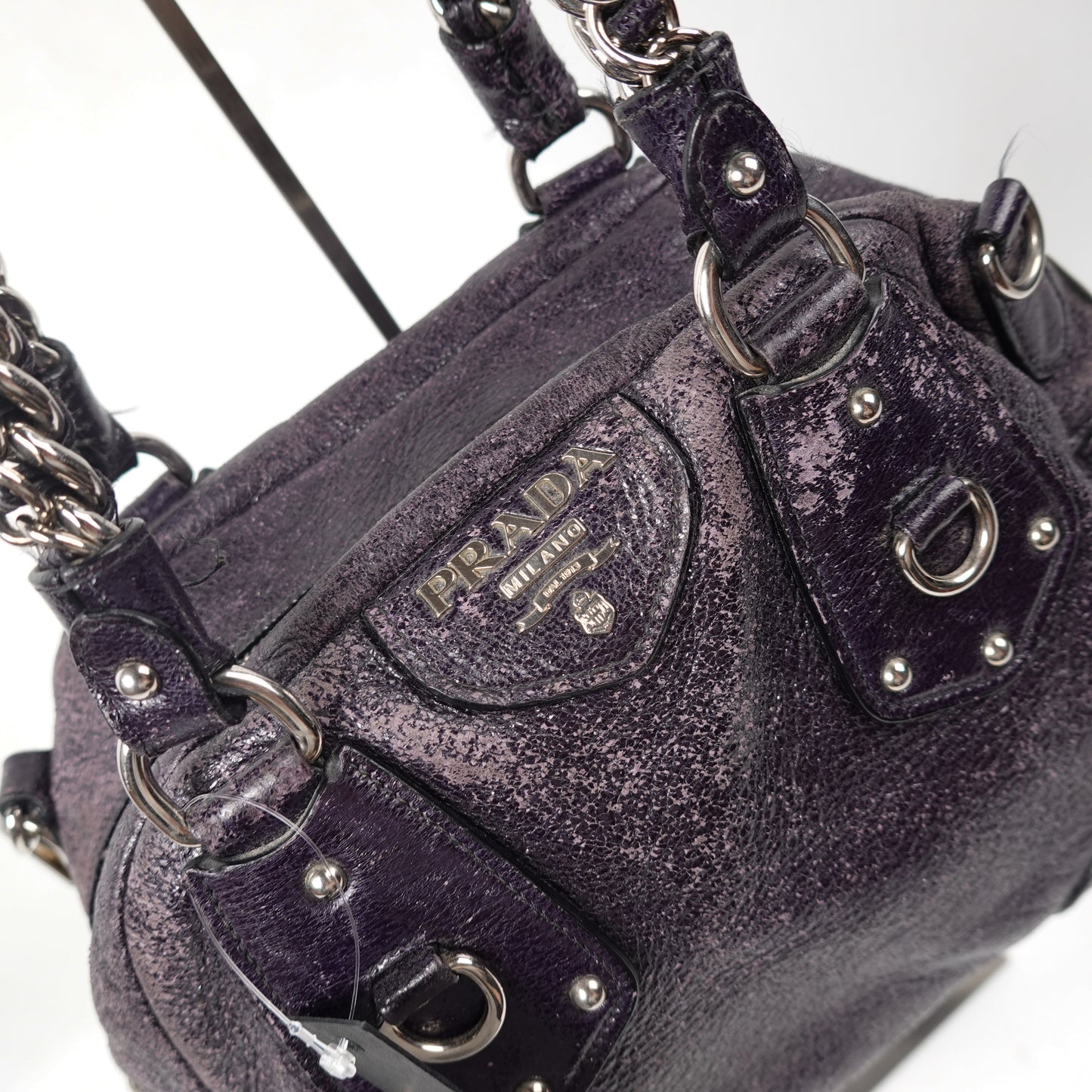 Prada Black Cervo Lux Leather Chain Shoulder Bag