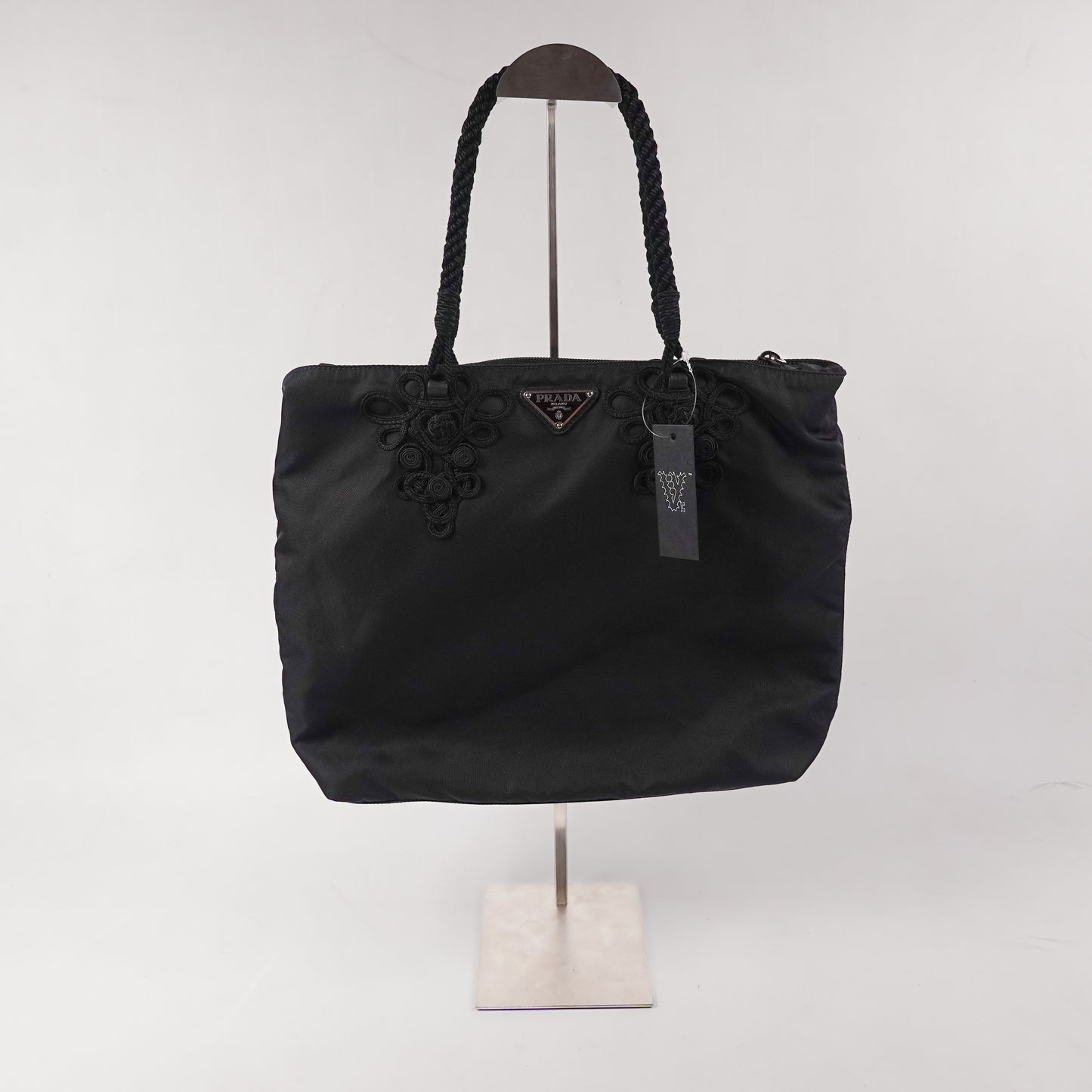 Prada Black Tessuto Braided Tote