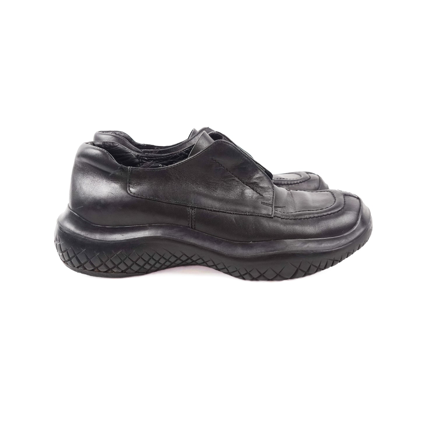 Prada Leather Square Toe Sneakers - Womens 7.5