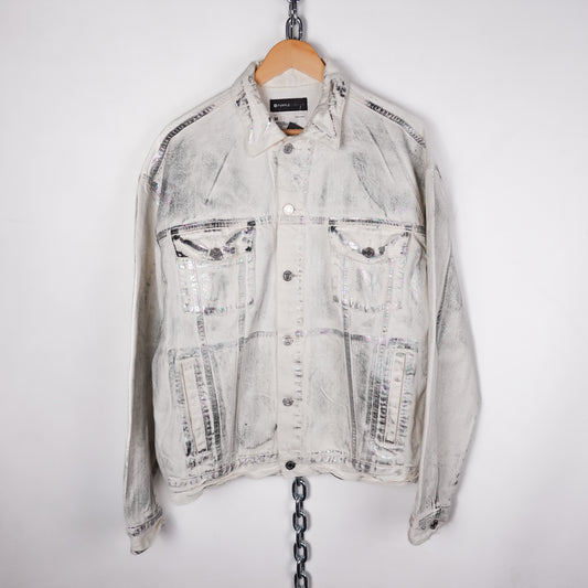 Purple Brand P027 x Ray Iridescent Wave Foil Denim Jacket - Size M