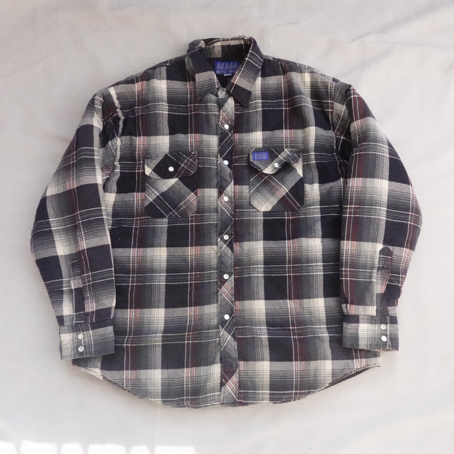 Vintage Blue Pine Quilted Flannel - Size XL