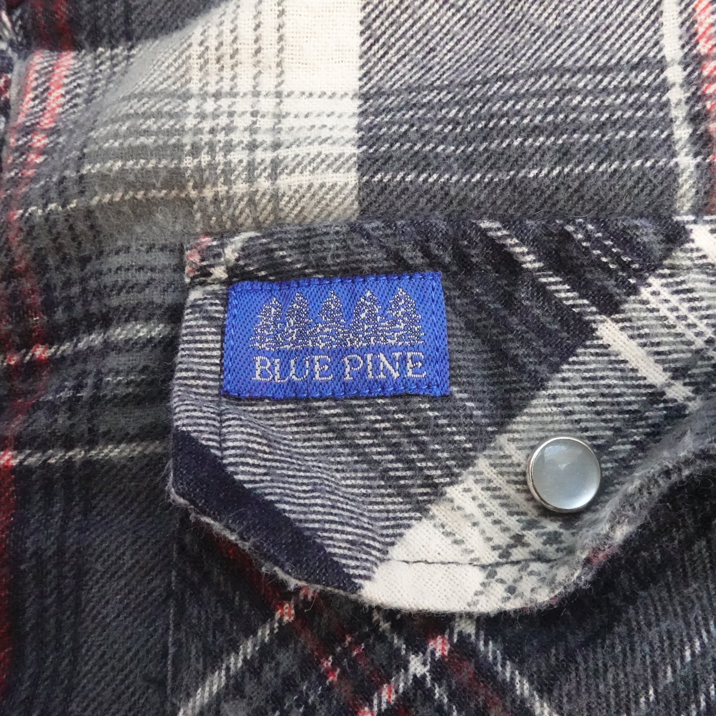 Vintage Blue Pine Quilted Flannel - Size XL