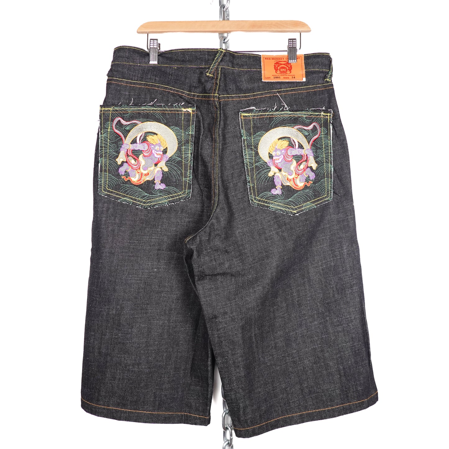 Red Monkey Baggy Denim Shorts - Size 34