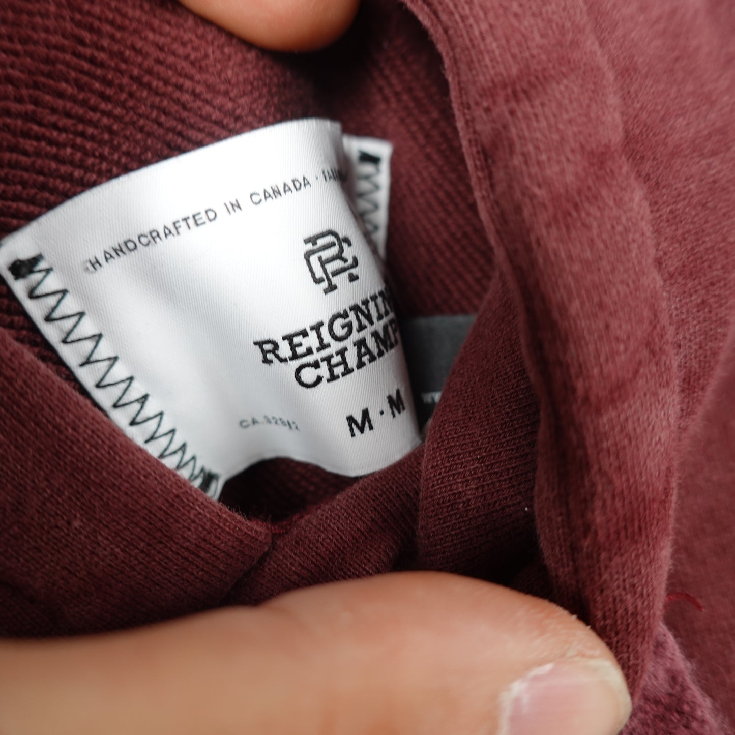 Reigning Champ Burgundy Logo Hoodie - Size M