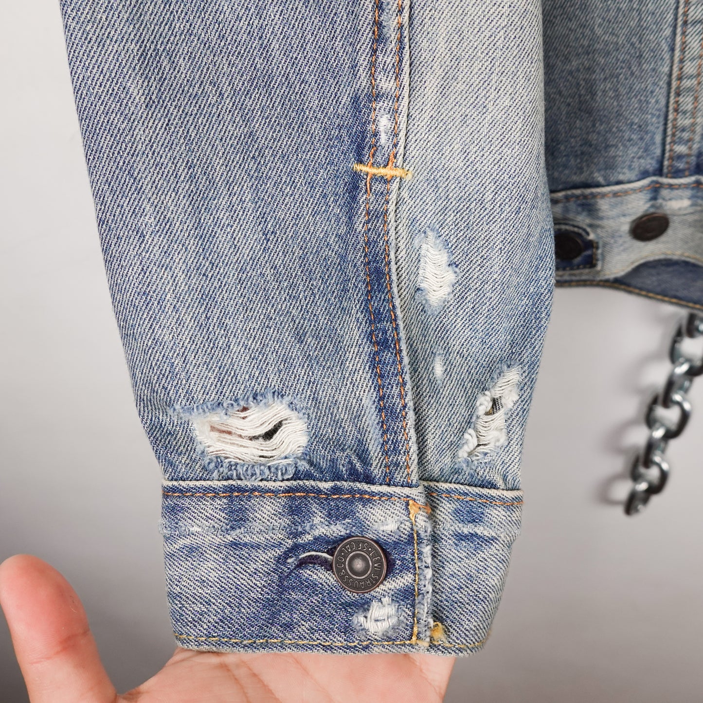 Levi's Distressed Relaxed Denim Jacket - Size M