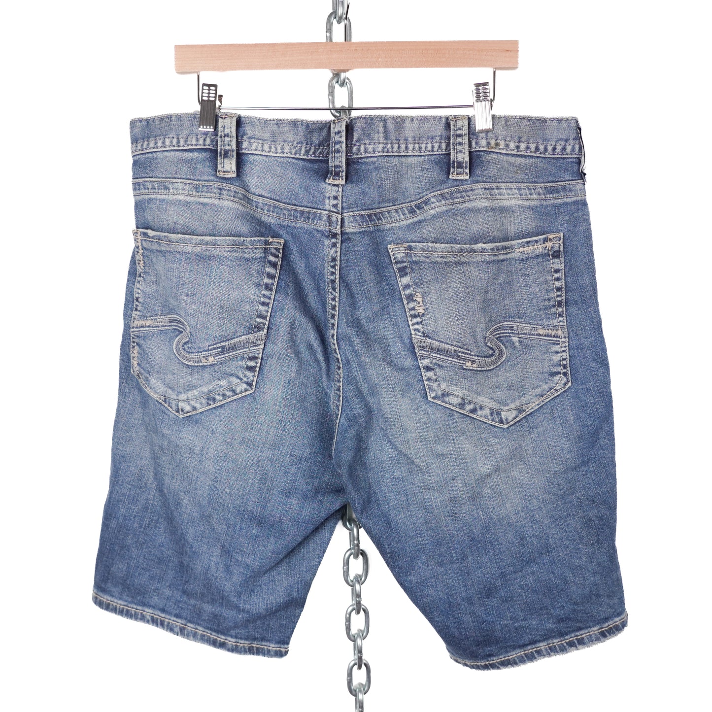 Y2K Silver Denim Shorts - Size 36