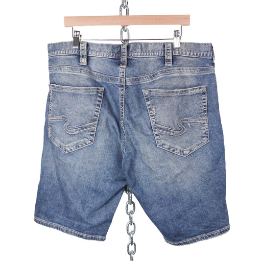 Y2K Silver Denim Shorts - Size 36