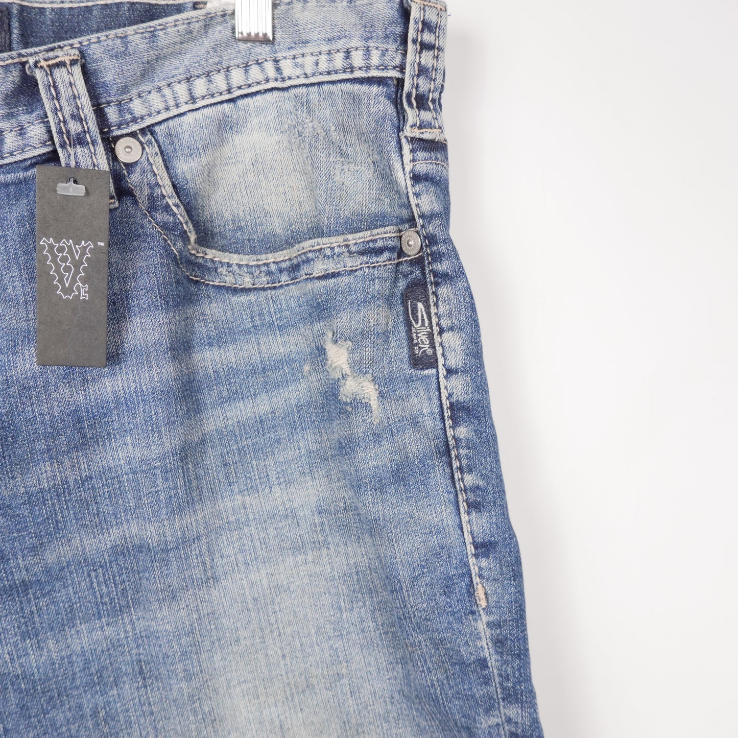 Y2K Silver Denim Shorts - Size 36