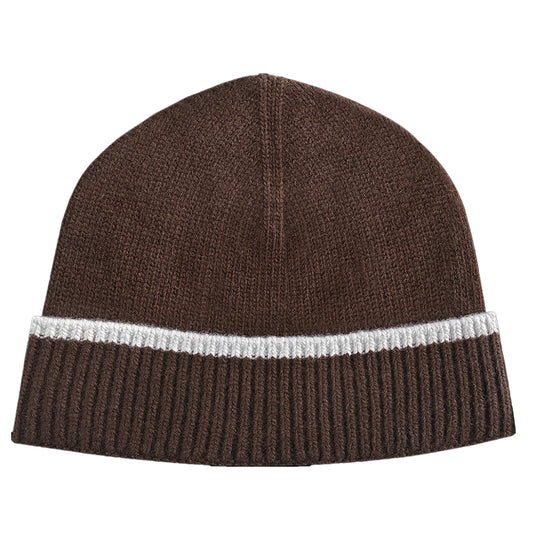 Sneeze Contrast Stripe Wool Beanie Brown