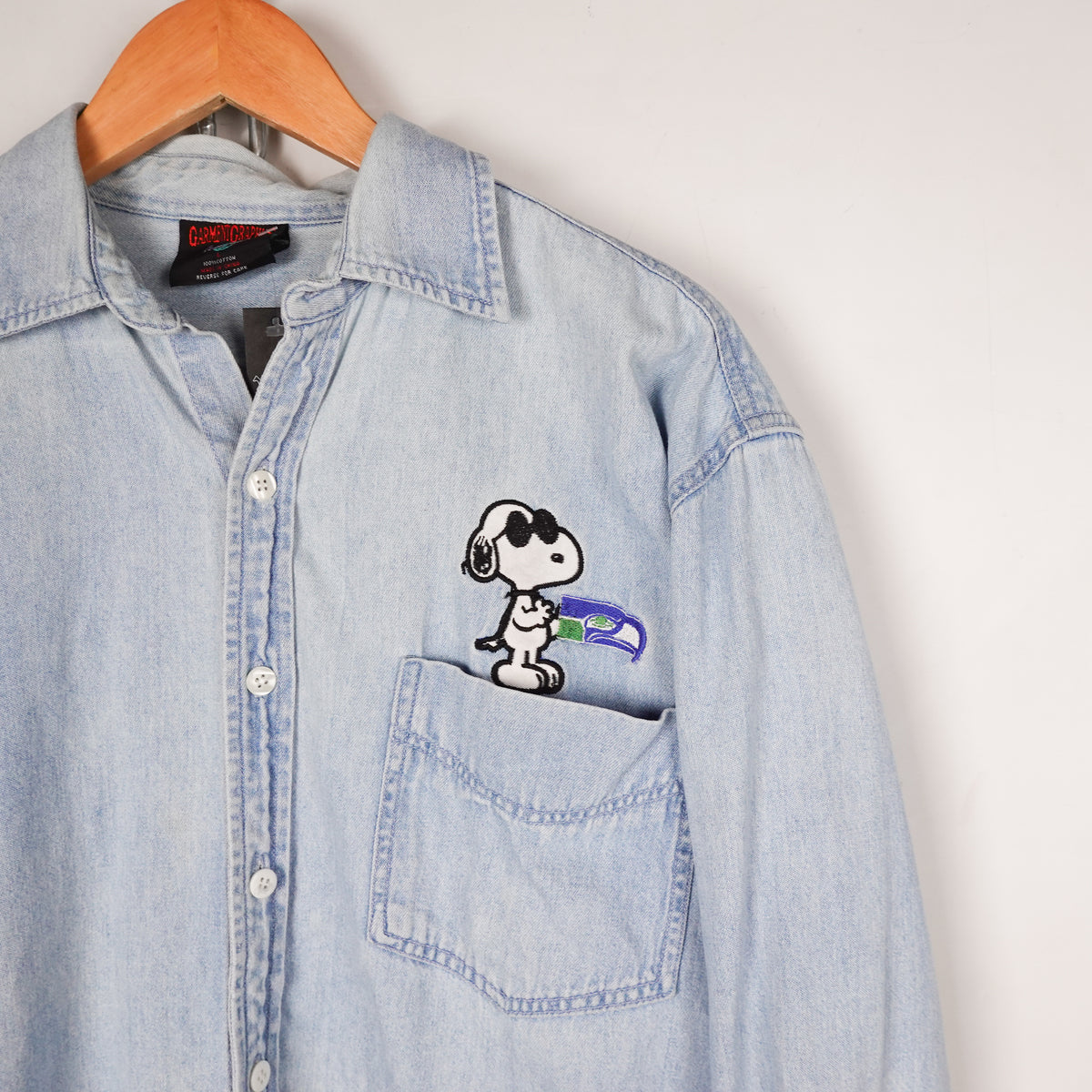 Vintage Snoopy Denim Button Up - Size L