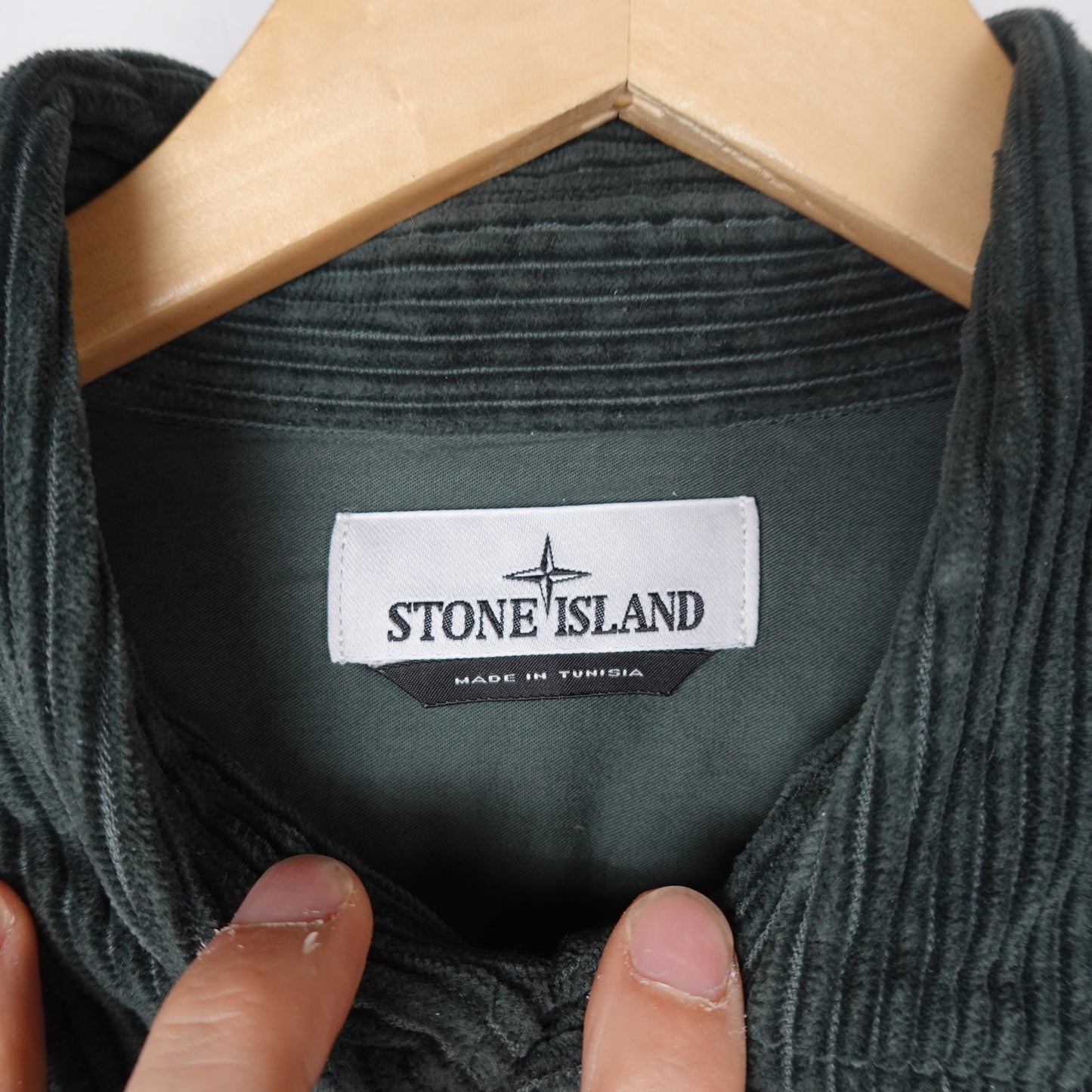 Stone Island Corduroy Button Up GREEN - Size XL