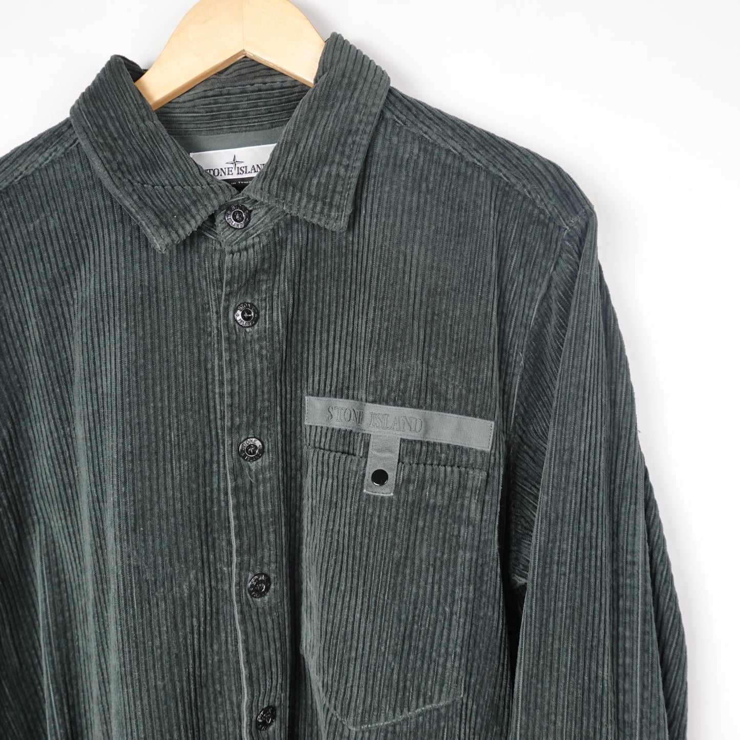 Stone Island Corduroy Button Up GREEN - Size XL