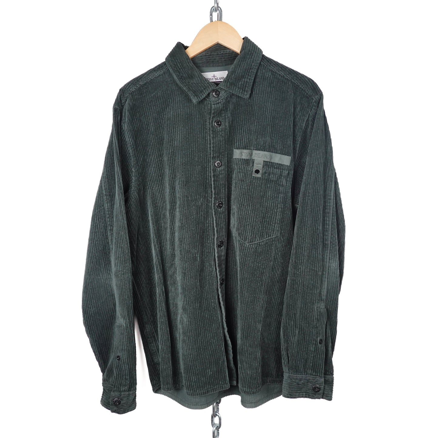 Stone Island Corduroy Button Up GREEN - Size XL
