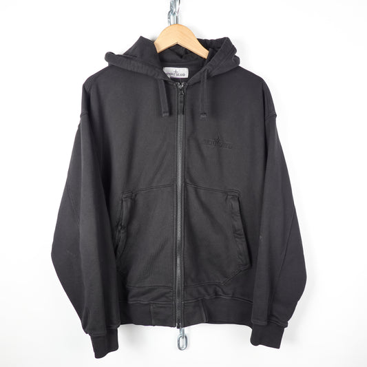 Stone Island Black Zip Hoodie - Size M