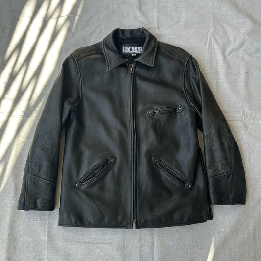 Vintage Black Leather Jacket - Size S