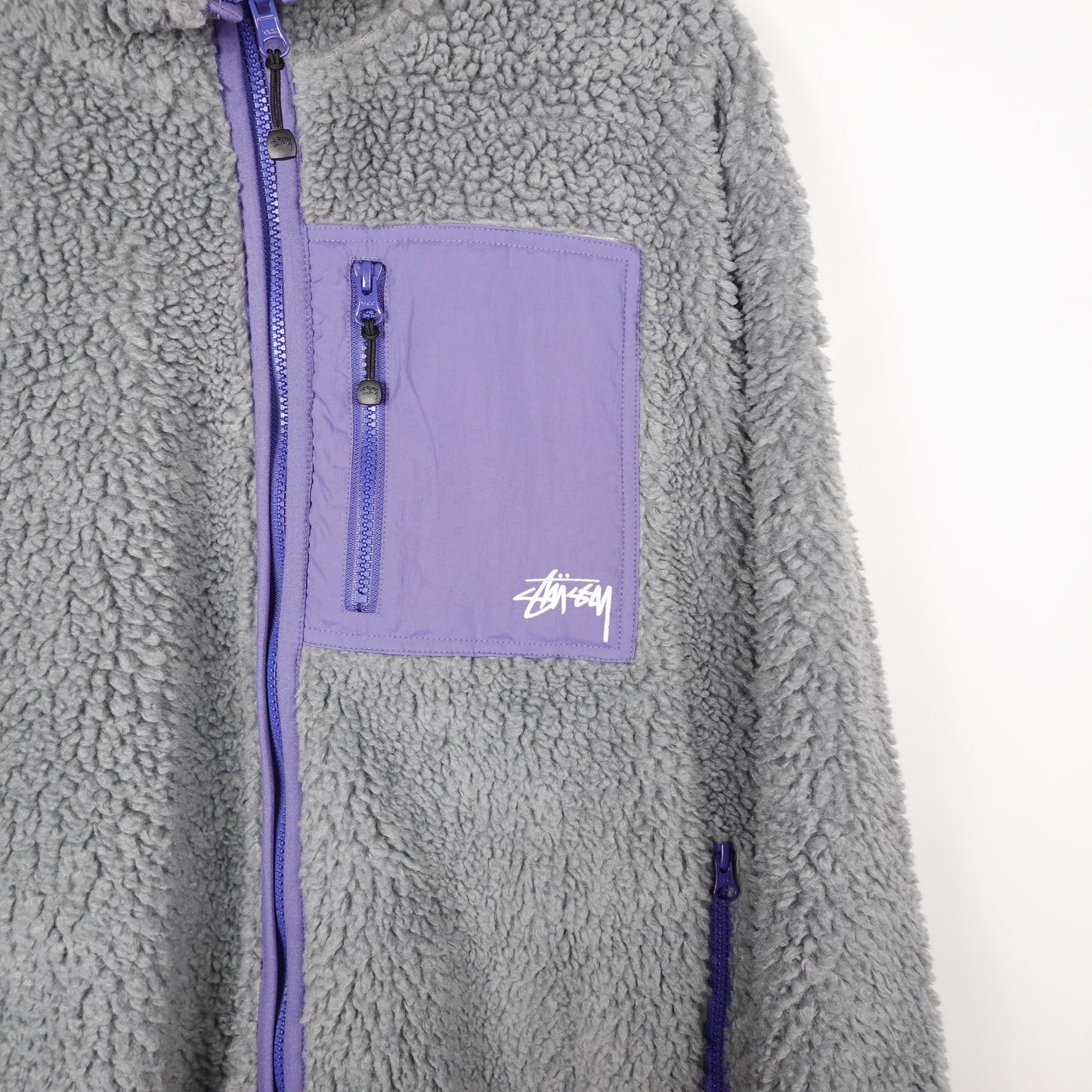 Stussy Reversible Sherpa Fleece Jacket - Size XL