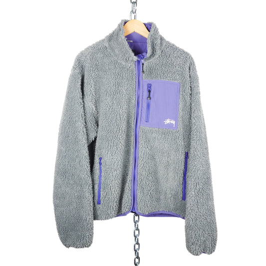 Stussy Reversible Sherpa Fleece Jacket - Size XL