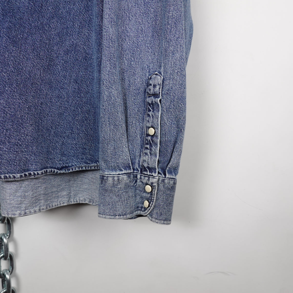Stussy Denim Pearl Snap Button Up - Size XL