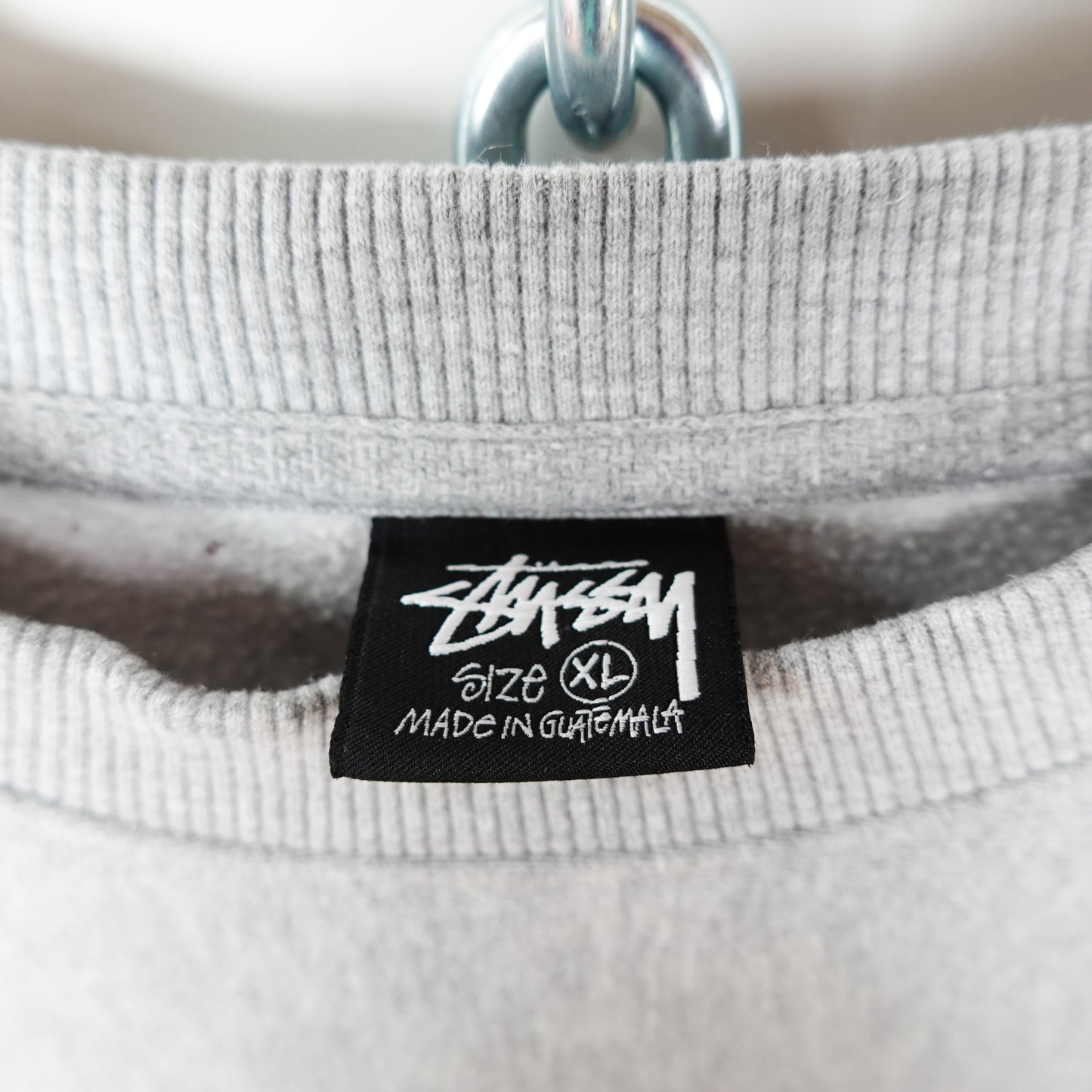 Stussy Grey Crewneck - Size XL Neck Label