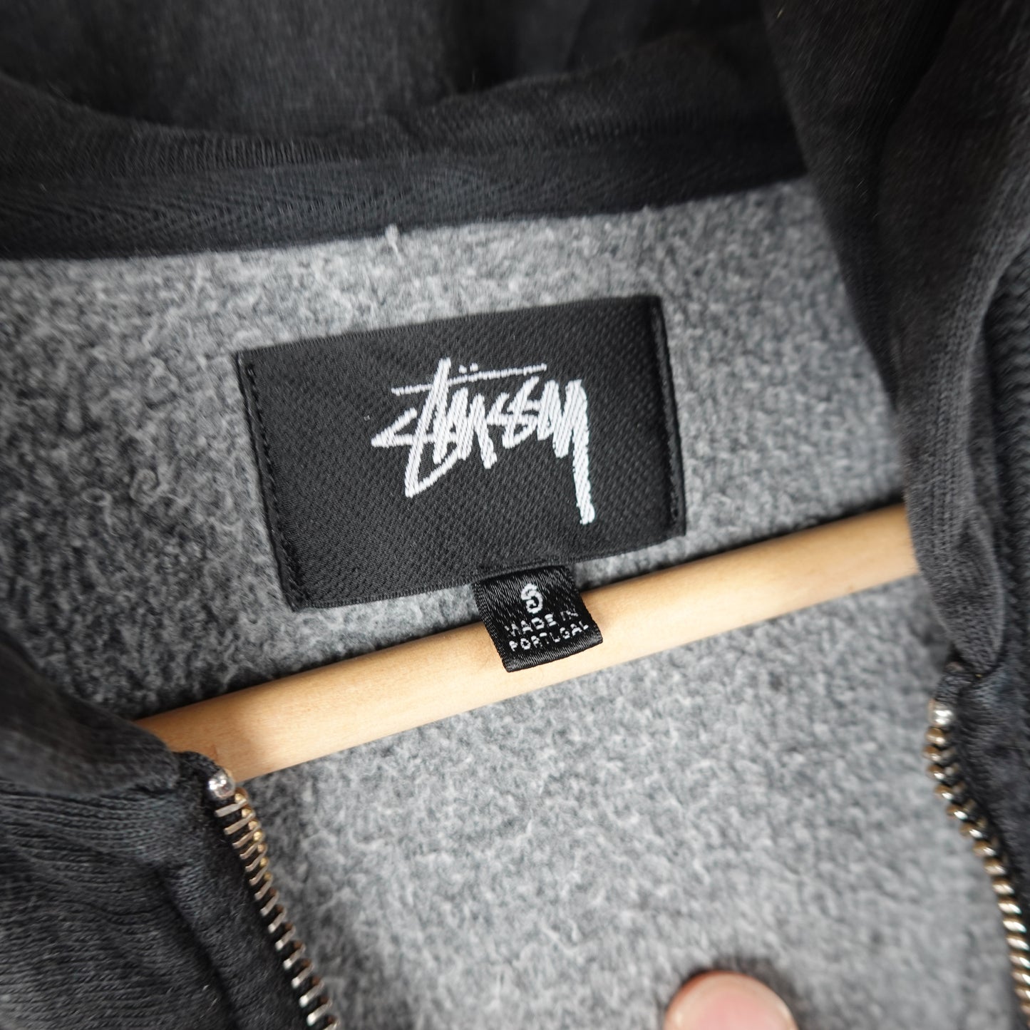 Stussy Faded Logo Zip Up Hoodie - Size S