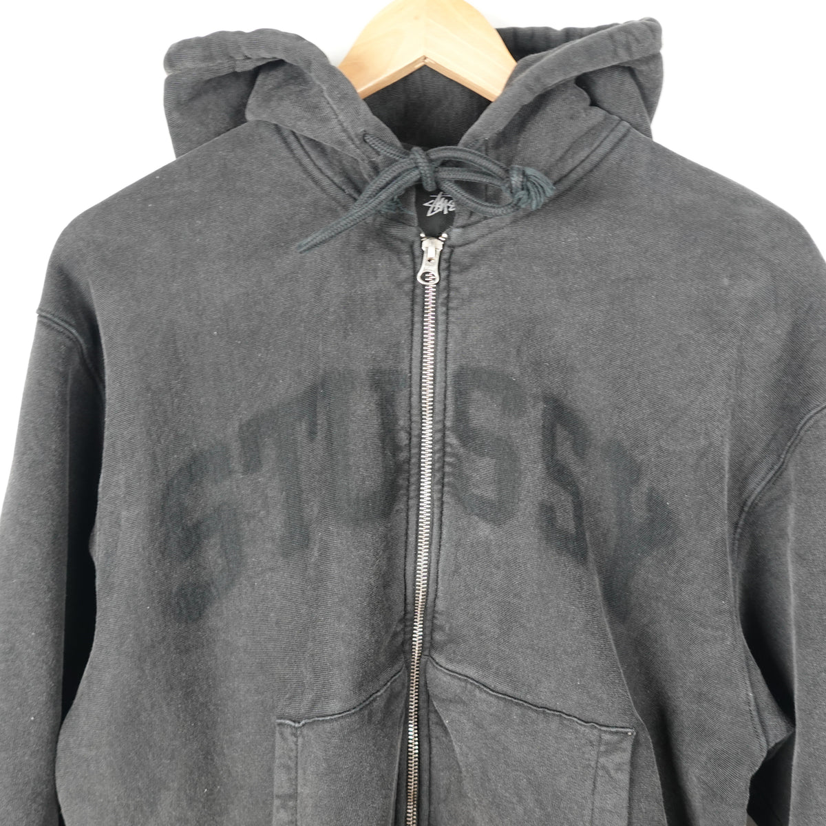 Stussy Faded Logo Zip Up Hoodie - Size S