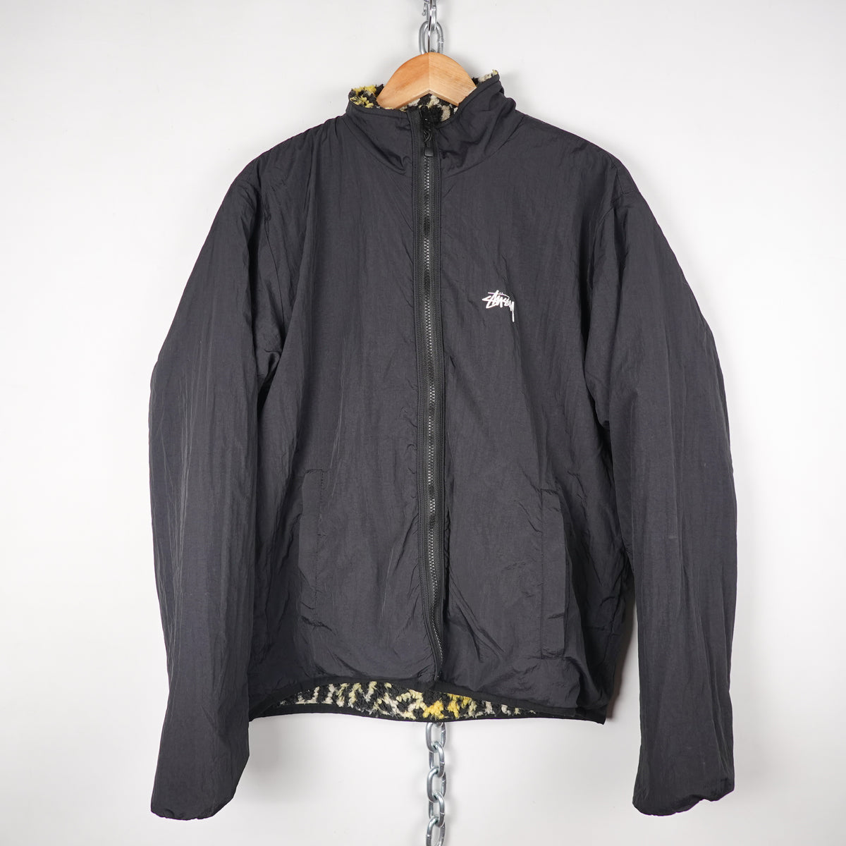 Stussy Reversible Leopard Sherpa Jacket - Size L