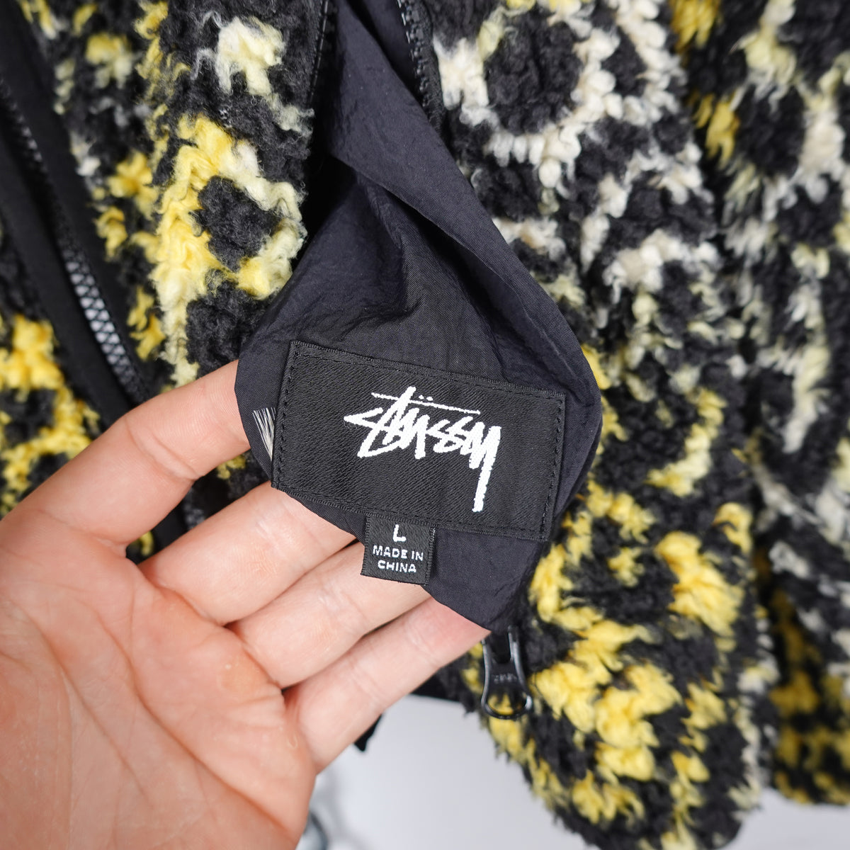 Stussy Reversible Leopard Sherpa Jacket - Size L