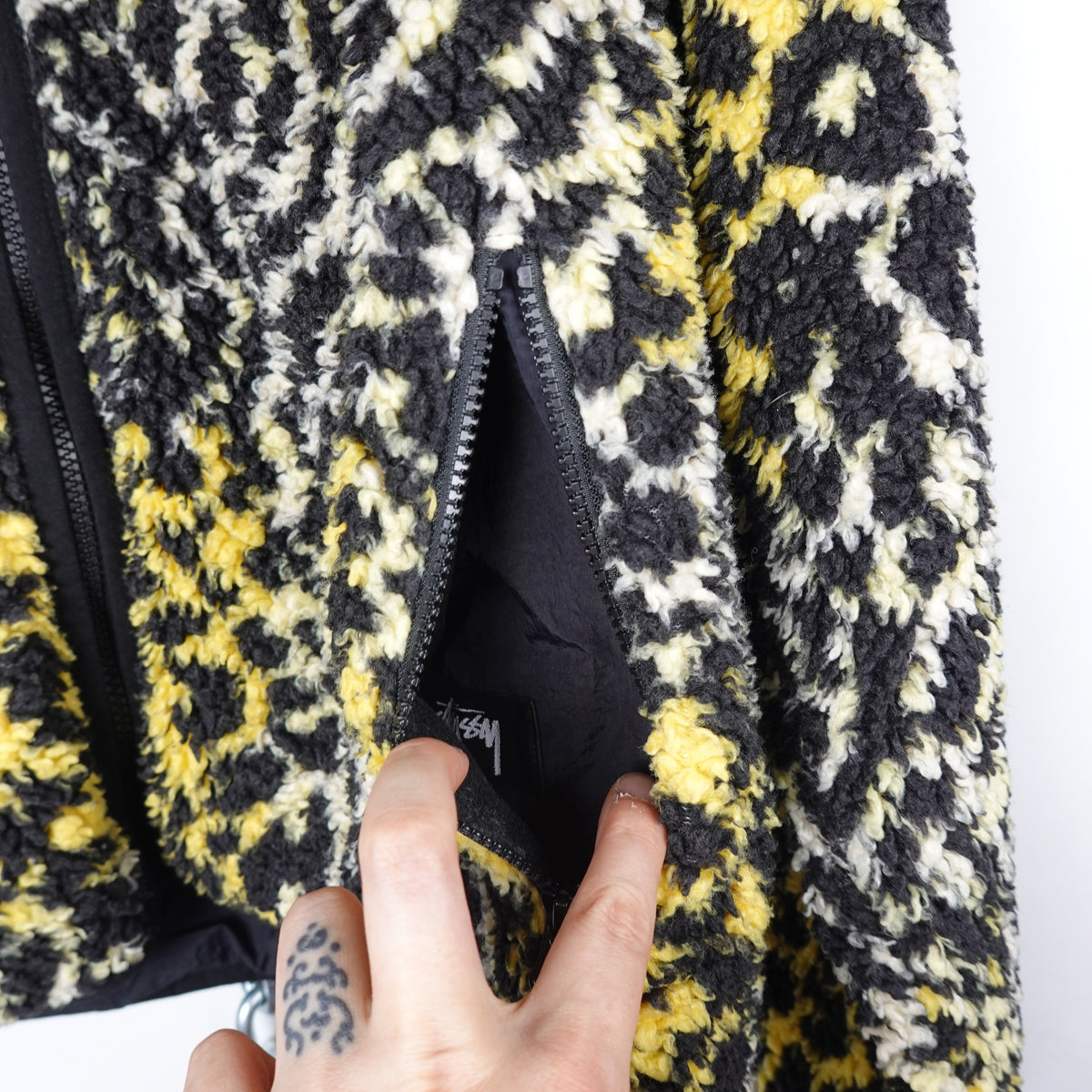 Stussy Reversible Leopard Sherpa Jacket - Size L
