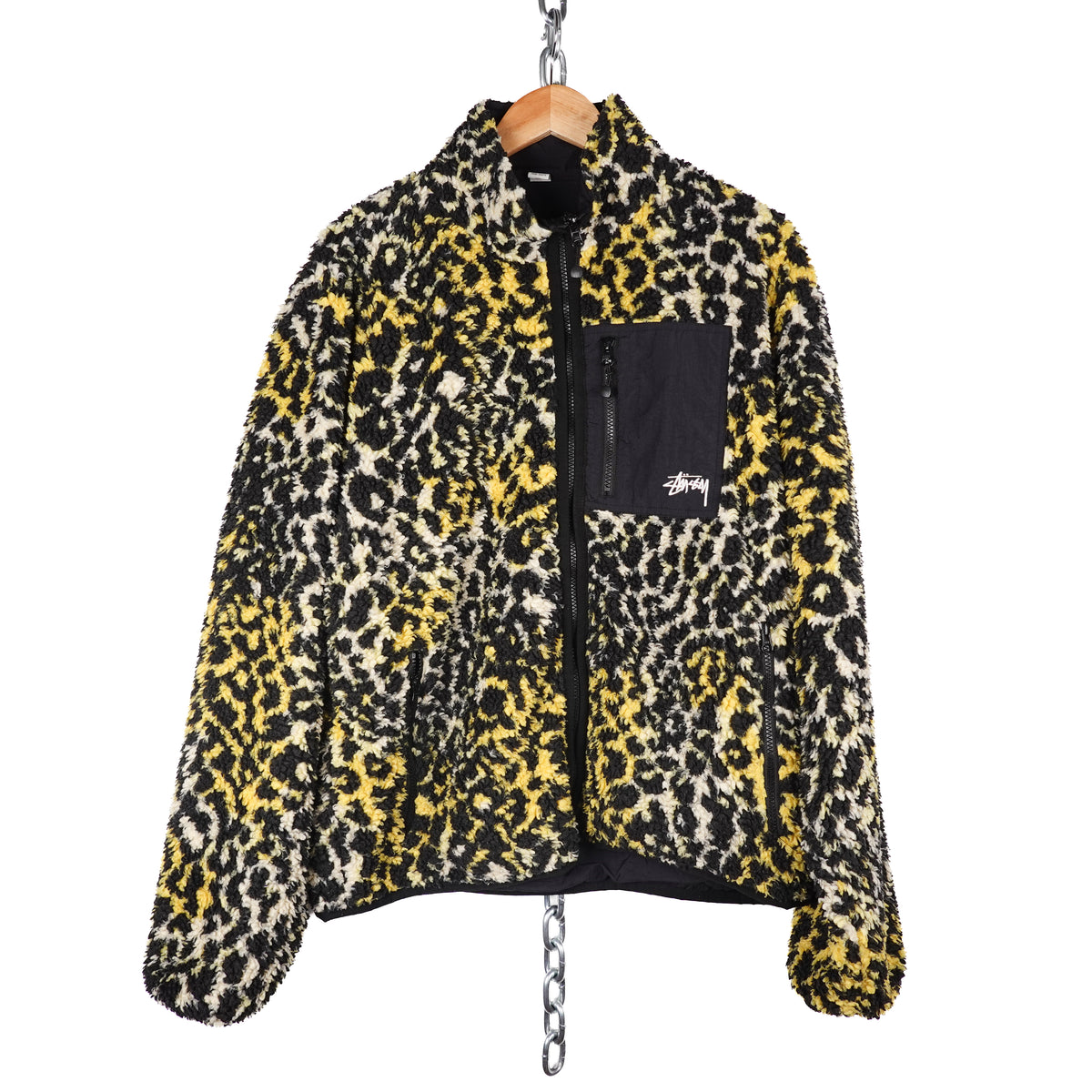 Stussy Reversible Leopard Sherpa Jacket - Size L