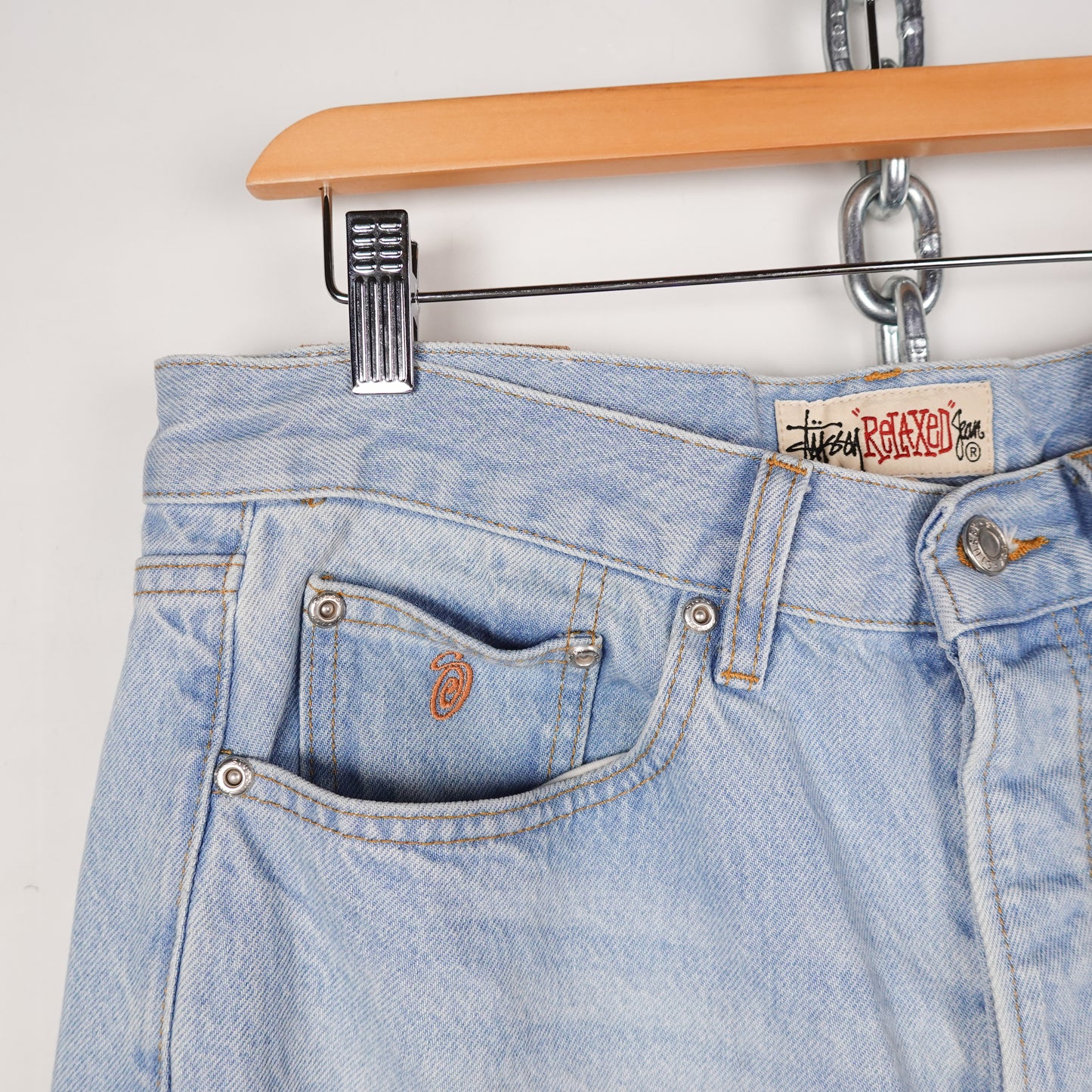 Stussy Relaxed Fit Light Wash Jeans - Size 32